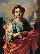 Giacomo Cestaro A female Saint holding a plate of roses Spain oil painting artist